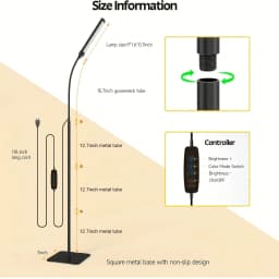 LED Floor Lamp Changeable Reading Lamp 3000K-6000K 10 Brightness Levels Flexible Gooseneck Adjustable for Living Room Bedroom