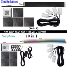 10/14/18 in 1 Led Car Ambient Lights 213 64 Color RGB Symphony Streamer Bluetooth Rainbow Acrylic Strips Atmosphere Lamp Kit 12V