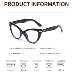 Women's Versatile Large Framed Cat Eye High-definition Reading Glasses Anti-Blue Light Elegant Fashionable Eyeglasses 0 TO +4.0