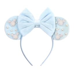 Cute Pink Plush Mouse Ears Headband With Rhinestone Bow Pearl Accents For Party Cosplay DIY Birthday Gift, Kids & Adults