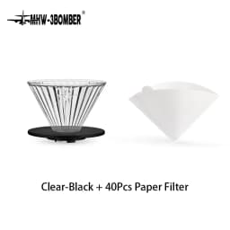 MHW-3BOMBER Glass Coffee Filter Cups and Espresso Filter Paper Set Reusable Cone Pour Over Coffee Dripper Filters Accessorie