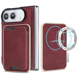 2 in 1 Detachable Card Holder Magnetic Leather Case for iPhone Ultra 18 Fold Shockproof for Magsafe Comfortable Grip Slim Cover