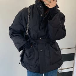 Winter Stand-up Collar Cotton Jacket Women Single-breasted Long-sleeved Solid Belt Thick Coat Korean Fashion Pocket Outerwear