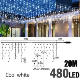 480LED Indoor Decor String Lights Christmas Ice Light Outdoor Waterproof 8 Modes Tgmer UK/US/EU Plug for Party Wedding Camping