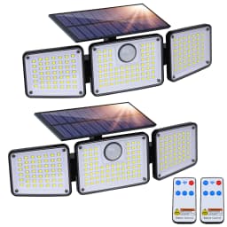 1/2PCS 164LED Motion Sensor Outdoor Street Lights, Solar Lights IP65 Waterproof, 3 Heads Security Flood Lamp, 3 Mode, for Patio