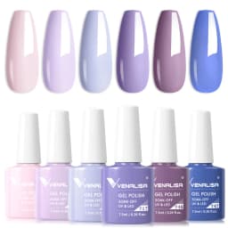 Rose Rubber Base Venalisa Nail Gel Polish 6pcs/Kit HEMA FREE Jelly Pink Color Self Leveling Gel Long Wear Nail Manicure Set