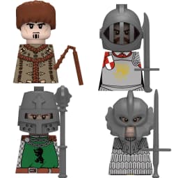 Medieval Infantry Knight Figures Building Blocks England Wars Rose Soldier Castle Military Army Guard Helmet Weapons Bricks Toys