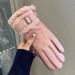Women's Winter Gloves with Fleece Lining, Warm, Windproof, Cold-Resistant, Plush Decoration, Touchscreen Compatible, Suitable Fo