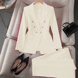 Casual Long Sleeve Blazer Pant Sets Suits For Woman 2025 Fashion 2 Pieces Set For Women Office Lady Coats Jackets