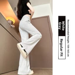 Gray High Waist Bell Bottom Pants Women's Summer Casual Sports Sweatpants Small Size Slimming  Hoof Pants