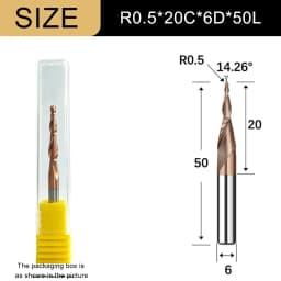 Carbide Spiral Tapered Ball Nose End Mill 6mm Shank 2 Flutes Router Bit Woodworking CNC 2D 3D Carving Bits Wood Milling Cutter