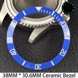Sloping 38mm * 30.6mm Ceramic/Aluminum Bezel GMT and Diving Watch Insert Fits for 40mm Men's Watch Case Bezel Replacement Insert