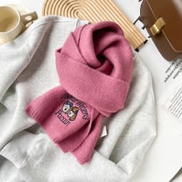 Fresh and Sweet New Winter Knit Wool Small Scarf for Women High - end Dog Embroidery Japanese - Korean Simple Matching