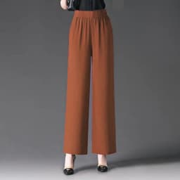 Summer Thin High Waist Draped Wide Leg Pants Women's Pleated Linen Straight Cut Loose Fit Nine Points Slimming Trousers