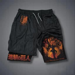 Solo Leveling 2026 New Hot Anime Red Cotton Shorts Men Women Orange Character Blue Glow Scouting Legion Text Black Lining 2025