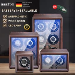 Mechanical Automatic Watch Winder Luxury Wood Watch Box Battery Installable With LED Light And Lid Sensor Watches Storage Box
