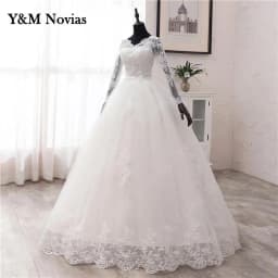 New Spring Lace Appliques Wedding Dress Long Sleeve Vestidos De Novia 2026 V-Neck Bride Wedding Gown Customized Plus Size