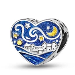 925 Sterling Silver Snow Mountain Scenery Starry Sky Charms Beads Fit Original  Bracelet Bangle High Quality DIY Jewelry