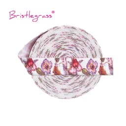 BRISTLEGRASS 2 Yard 5/8" 15mm Fox Dog Cat Rose Flower Floral Print FOE Fold Over Elastic Spandex Band Hair Tie Dress Sewing Trim