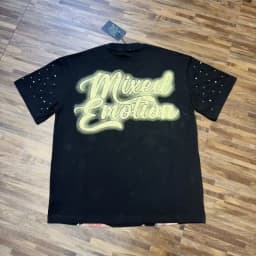 Mixed Emotion American Mask Wearing Angel Print Beaded Loose Short Sleeved T-shirt for couples Men Women Tee Tops