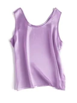 SuyaDream. Women Basic Cozy Tanks, 100% Real Silk, O Neck Sleeveless Chic T Shirt, 2025 Solid Summer Vests, White, Pink, Beige