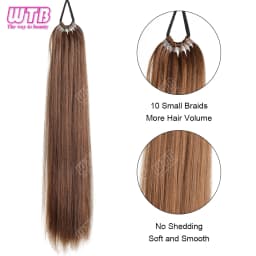 WTB Synthetic Braided Wig 24 Inch Corn Perm Curly Hair Ponytail Braided Wig Daily Wear Curly Ponytail