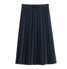 Black Midi Pleated Skirt Student Uniform Style JK Skirt Elastic Waist Polyester Fiber Casual Wear Summer Season