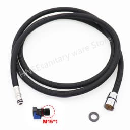 150cm/180cm/300cm F1/2 M15*1 Replacement Kitchen Faucet Hose Quick Connect Pull Out Hose Nylon Hose Tube Gray Black