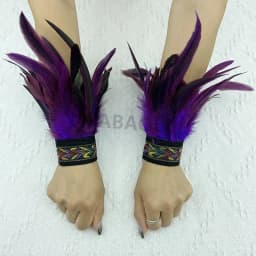 Natural Fur Wrist Cuffs Removable Wrap Bracelet Goth Clothes Sleeves Y2k Accessories Ancklets Fashion Retro Feather Gloves Cuff