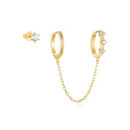 AIDE 925 Sterling Silver 3pcs Set Hoops Earrings for Women 18k Gold Plated Earring Bride Wedding Party Pendientes Fine Jewelry