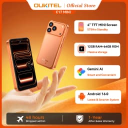 OUKITEL C17 Mini 4'' Small Smartphone Global Version Android 16 Octa Core 12GB(4+8)+ 64GB Gemini AI Backup Portable Phone