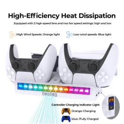 Horizontal Cooling Stand for PS5 Slim/Pro Disc Edition & Digital Edition RGB Light Controller Charger Dock Headset Holder
