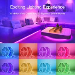 LED Strip Lights Music Sync Color Changing RGB LED Light Smart App & Remote Control Flexible Lamp Tape for Party Room Decor Lamp