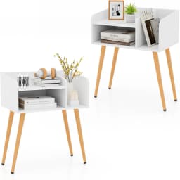 Set of 2 Bedside Tables with Open Compartment, Sofa Table with Metal Support Legs, Bedside Table for Bedroom