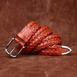 3.5CM Wide Leather Woven Belt Men's First Layer Cowhide Handmade Belt Men's Pin Buckle Versatile Casual Pants Belt