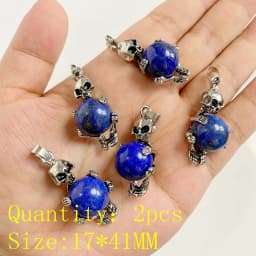 2PCS Natural Blue Lapis Lazuli Stone Gem Pendant Connector Charm For DIY Woman Men Jewelry Making Accessory Wholesale