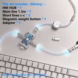 15cm/130cm C-C/USB-C Single Crystal Copper Keyboard Cable Supports 8K Magnetic Controllable Lights for HM Hub Computer Keyboard