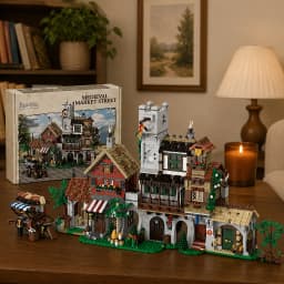 3021PCS Medieval Market Street Building Blocks Set Retro View Architecture Modular Assembly Model Collect Home Ornament Creative Toys Adult Gifts