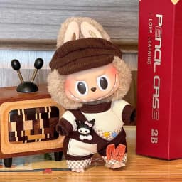 17cm Mini Doll'S Clothes Outfit Accessories for Labubu V1 V2 Striped Overalls Cool Handsome Clothing Gift
