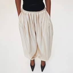 PUAL Luxury Satin Lantern Pants 2025 | High-Waisted Ruched Baggy Trousers | Elastic Cuff Harem Pants | Elegant Loose-Fit Women's
