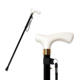 Adjustable Walking Stick 85cm-95cm Pearl White Handle Black Aluminum Alloy Folding Canes for Men And Women Foldable Stick