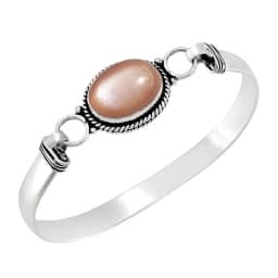 Vintage 925 Silver Bangle Natural Oval Moonstone Bangle Bracelets Handmade Birthstone Bangle Gifts Fine Jewelry for Women Men