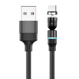 AUFU 3 in 1 540 Rotate Magnetic Type C Cable Micro USB Magnet Fast Charging Cable With LED For iPhone Xiaomi Huawei Samsung POCO