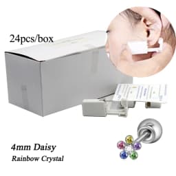 24pcs/Box Disposable Ear Piercing Gun Safe Ball Clasps Mini Daisy Crown Earring Piercer Machine Tool For Adult Kids Wholesale