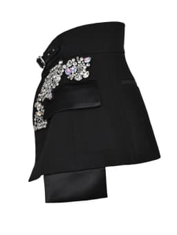 EAM Black Irregular Rhinestones Belted Mini Half-body Skirt High Waist Women Fashion Tide New Spring Autumn 2026 JY75801
