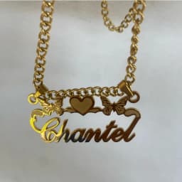 Custom Removable Cartoon Character Name Pendant Gold Color Stainless Steel Heart Nameplate Necklaces For Women Girl Kids