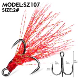 5Pcs 10Pcs Fishing Treble Hooks 4X Strength With Feather Tackle Fishing Hook Stronger Carbon Steel Barbed Fishhooks Pesca