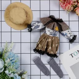 New 28cm Doll's Clothes Suit 1/6 Bjd Skirt with Hat/ Headdress for 12inch Princess Doll Dress Up Accessories