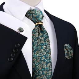 Necktie Ring For Men Luxury Tie Handkerchief Cufflinks With Gold Metal Ring Suit Paisley Red Tie For Wedding 8cm Man Accessories