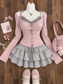 Women's Y2K Vintage Lace Patchwork Dress Two Piece Set Summer Elegant Retro Cardigan + Sweet Fashion Sleeveless Slim Mini Dress